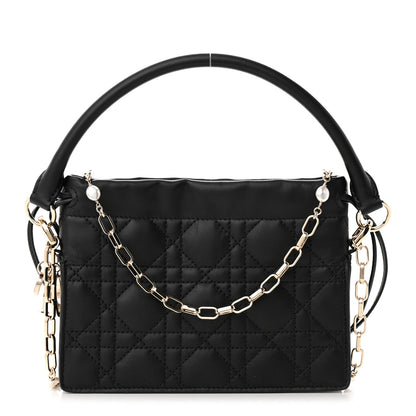 Christian Dior Lambskin Cannage Mini Top Handle Drawstring Bag Black 1 of 12