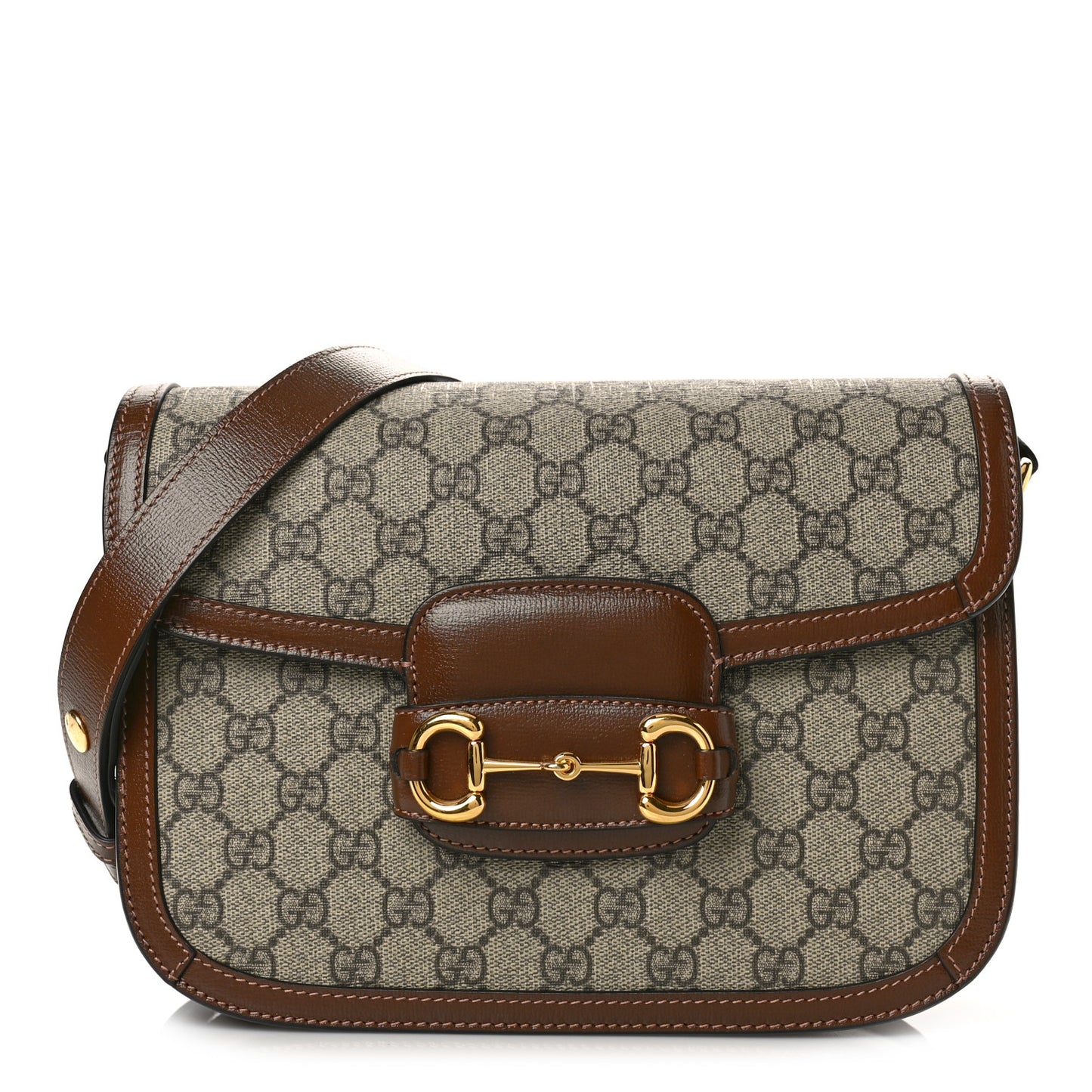 GG Supreme Monogram Horsebit 1955 Shoulder Bag Beige Brown Sugar