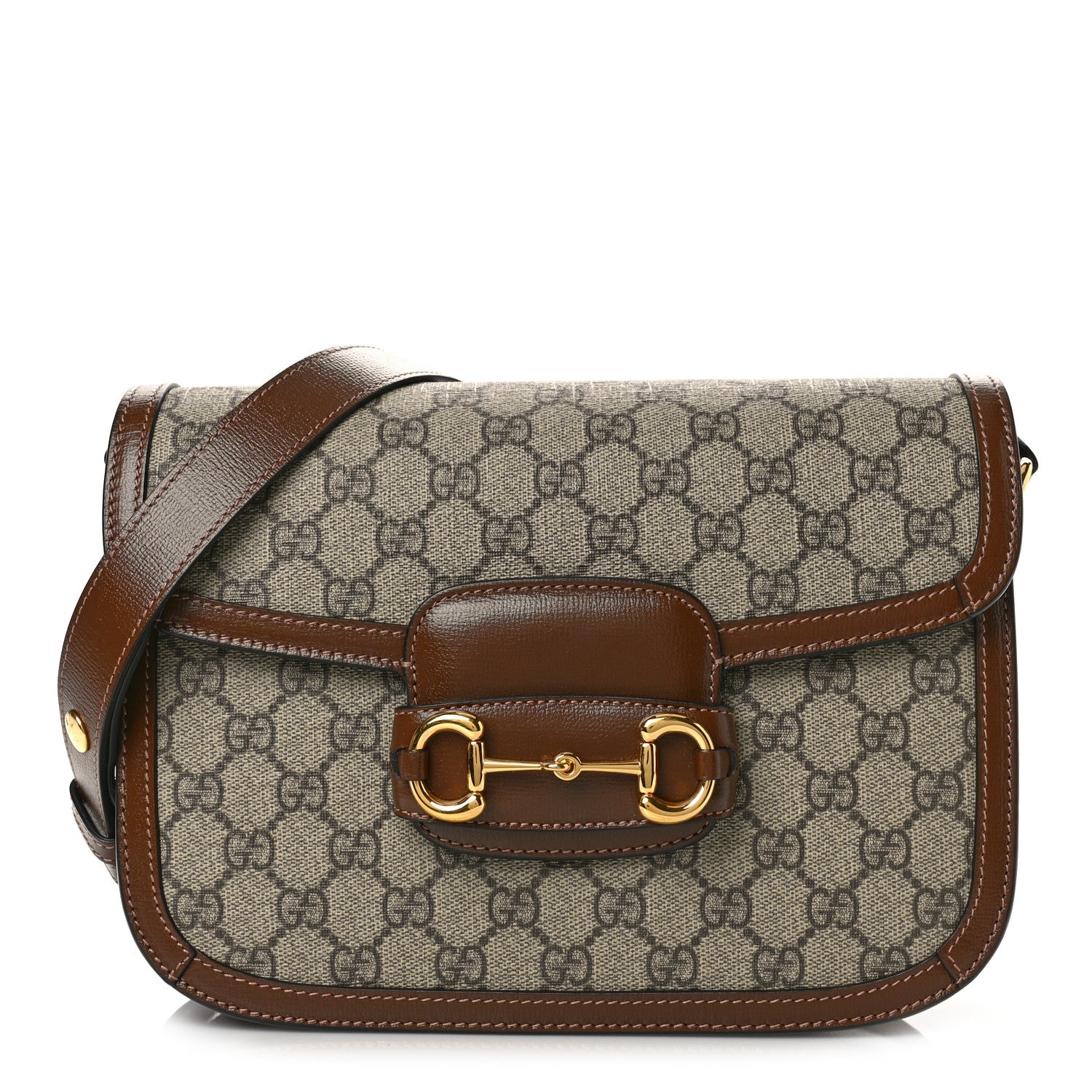 Gucci GG Supreme Monogram Horsebit 1955 Shoulder Bag Beige Brown Sugar 1 of 10
