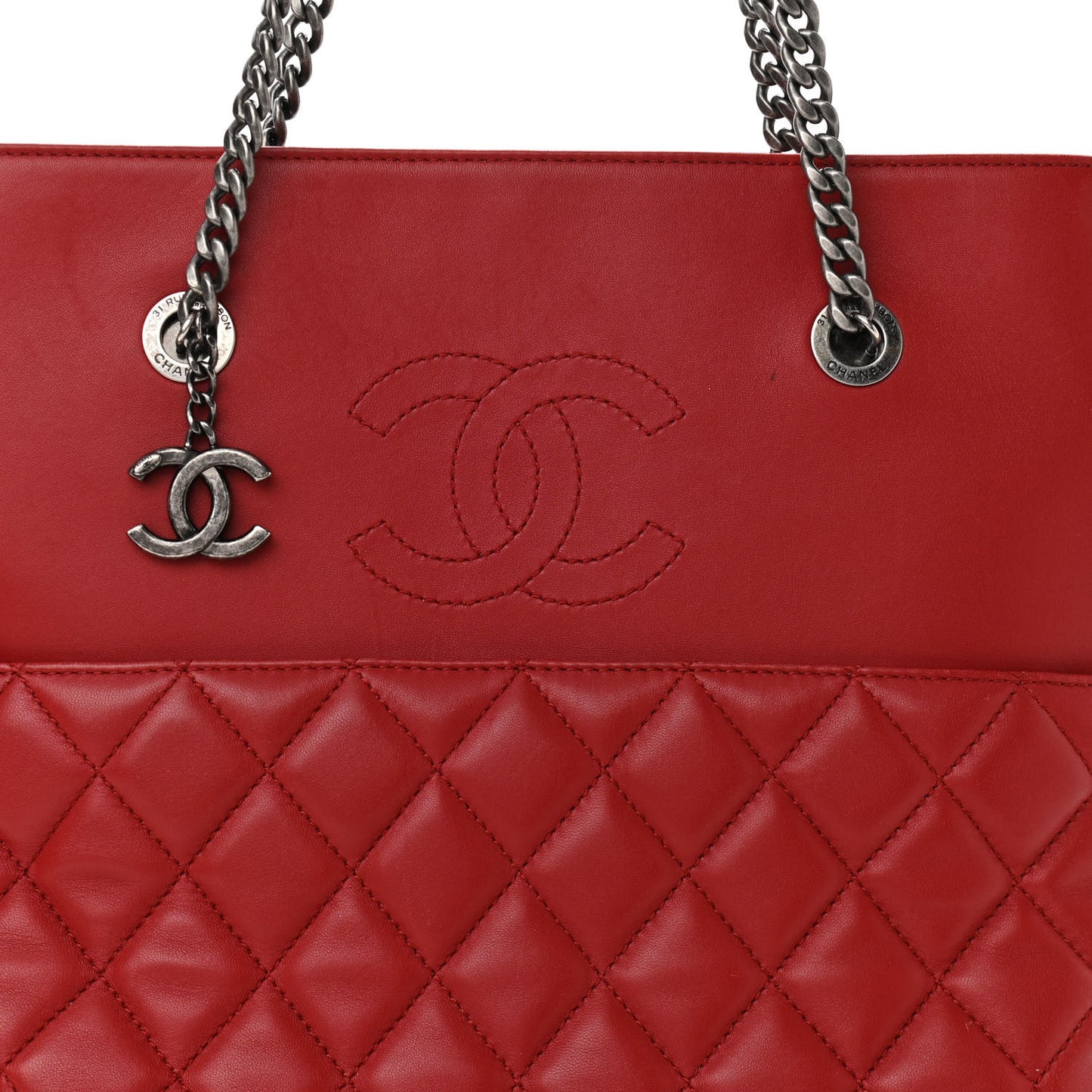 Lambskin Quilted Small Urban Delight Tote Red