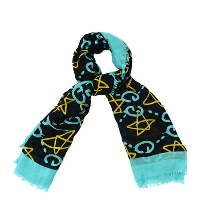 Gucci Modal Silk GucciGhost Print Shawl Black Multicolor 1 of 4