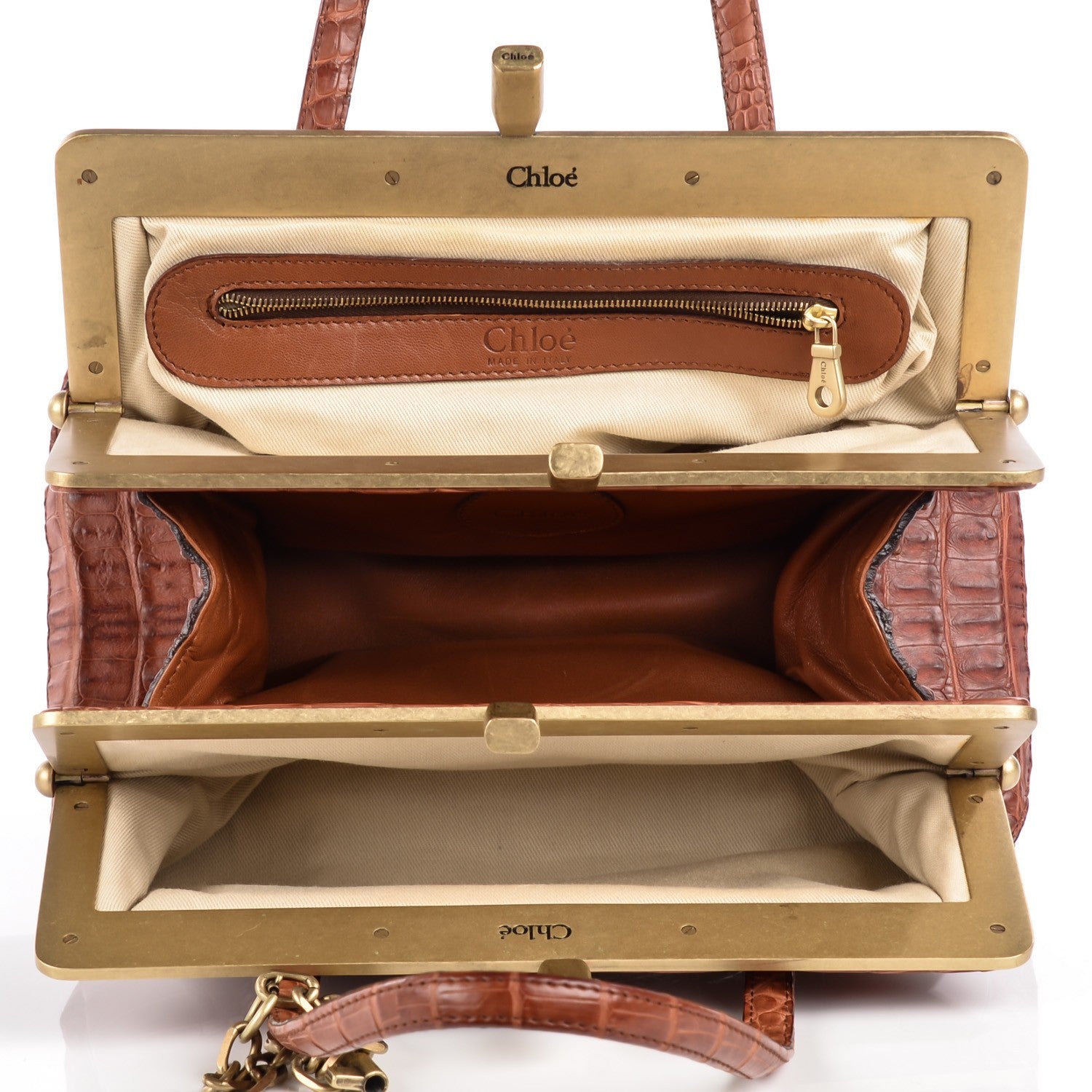 Chloe Leather Crocodile Embossed Mayfair Brown 8 of 8