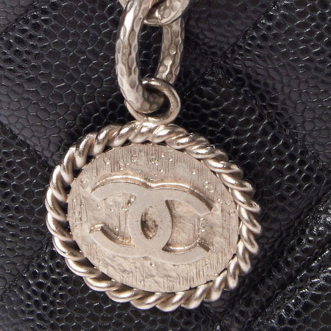 Caviar Quilted Medallion Tote Black