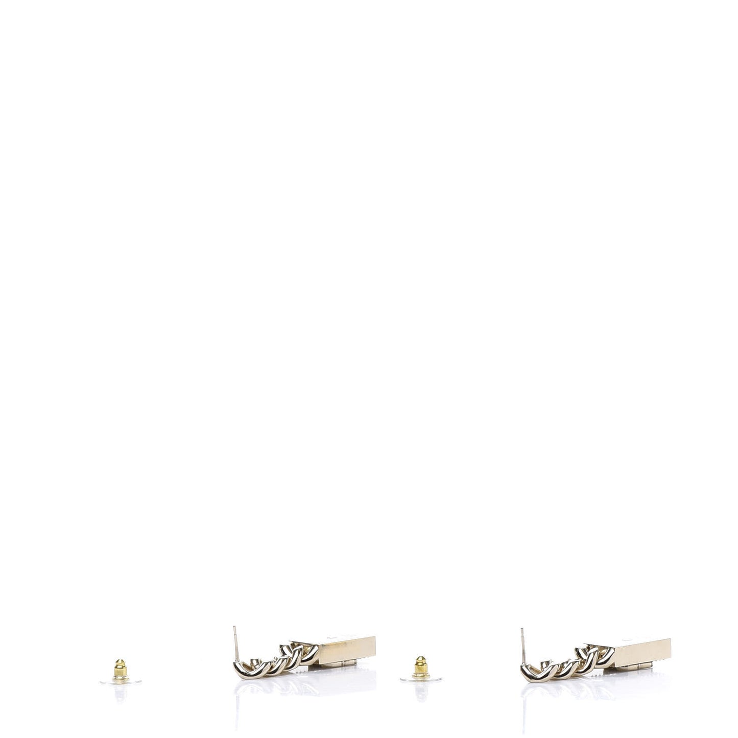 Crystal Dog Tag Charm Earrings Gold
