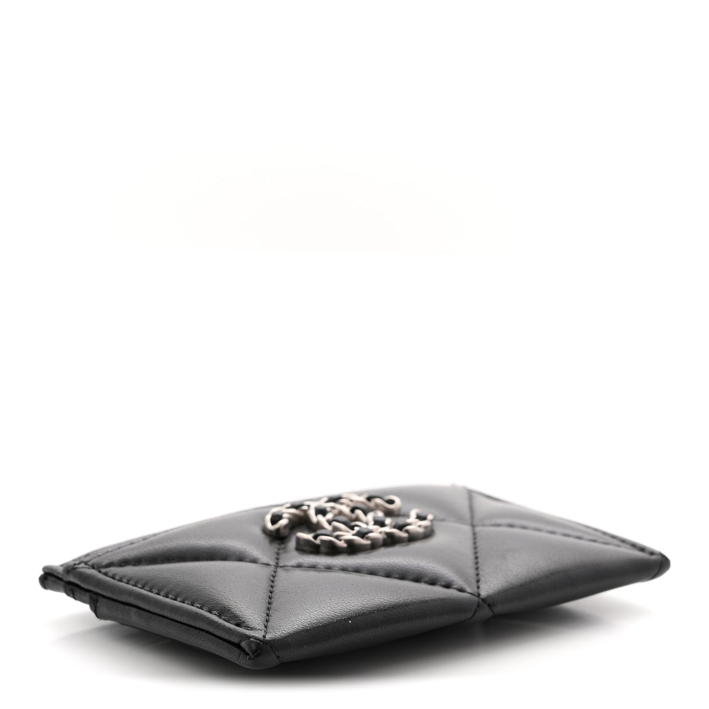Lambskin Quilted Chanel 19 Card Holder Black