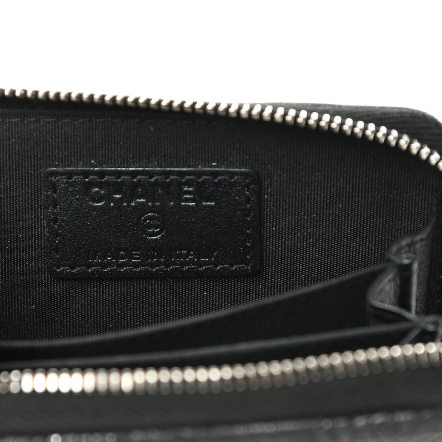 Metallic Lambskin Star Embossed Coin Purse Case Black