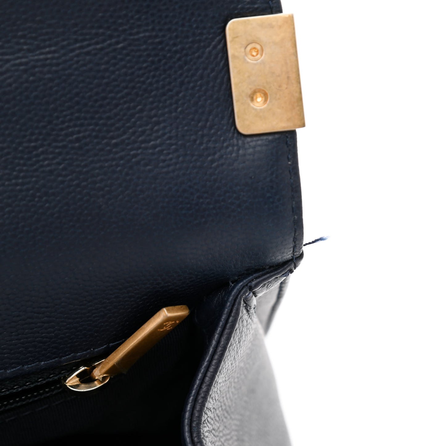 Caviar Quilted New Medium Boy Flap Dark Navy Blue