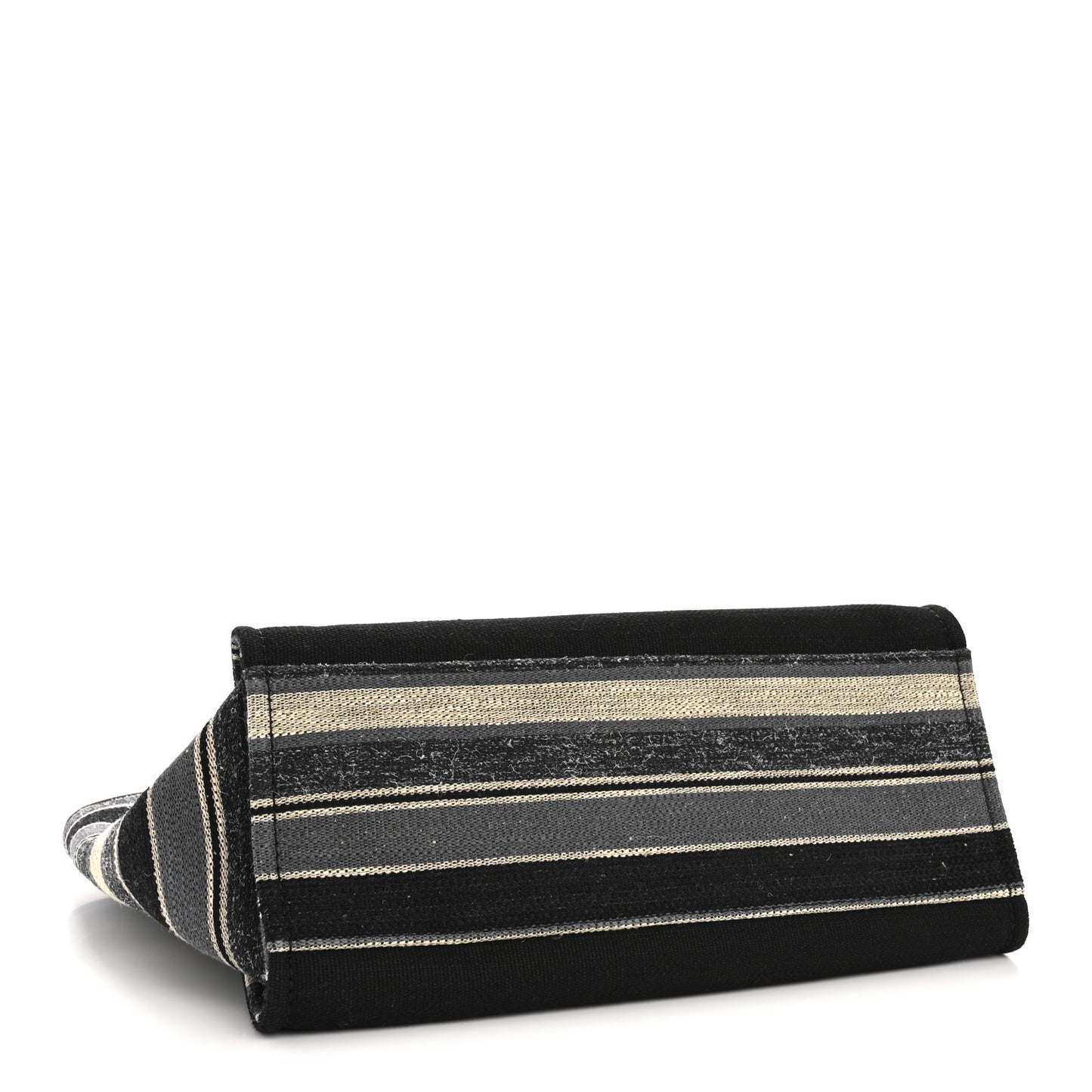 Striped Canvas Medium Deauville Tote Grey Black