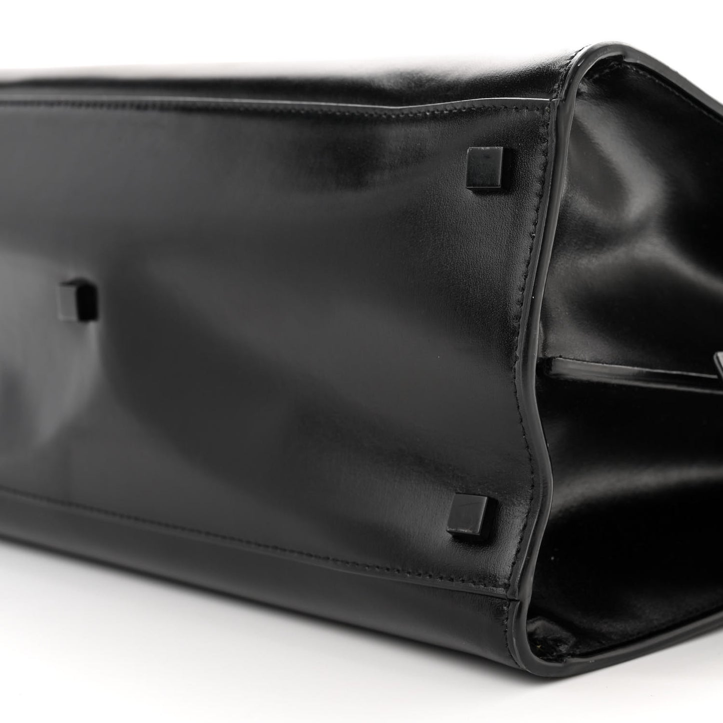 Shiny Calfskin Medium Uptown Tote Black