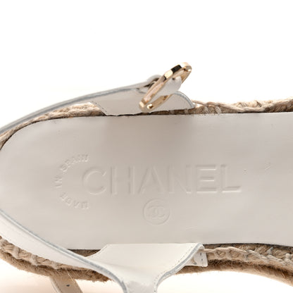 Chanel Lambskin Cap Toe CC Espadrille Sandals 35 White Black 7 of 11