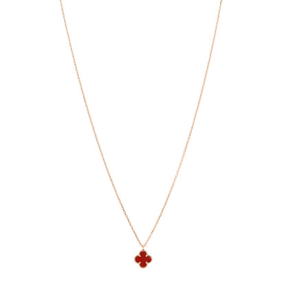 Van Cleef & Arpels 18K Rose Gold Carnelian Sweet Alhambra Pendant Necklace 1 of 4