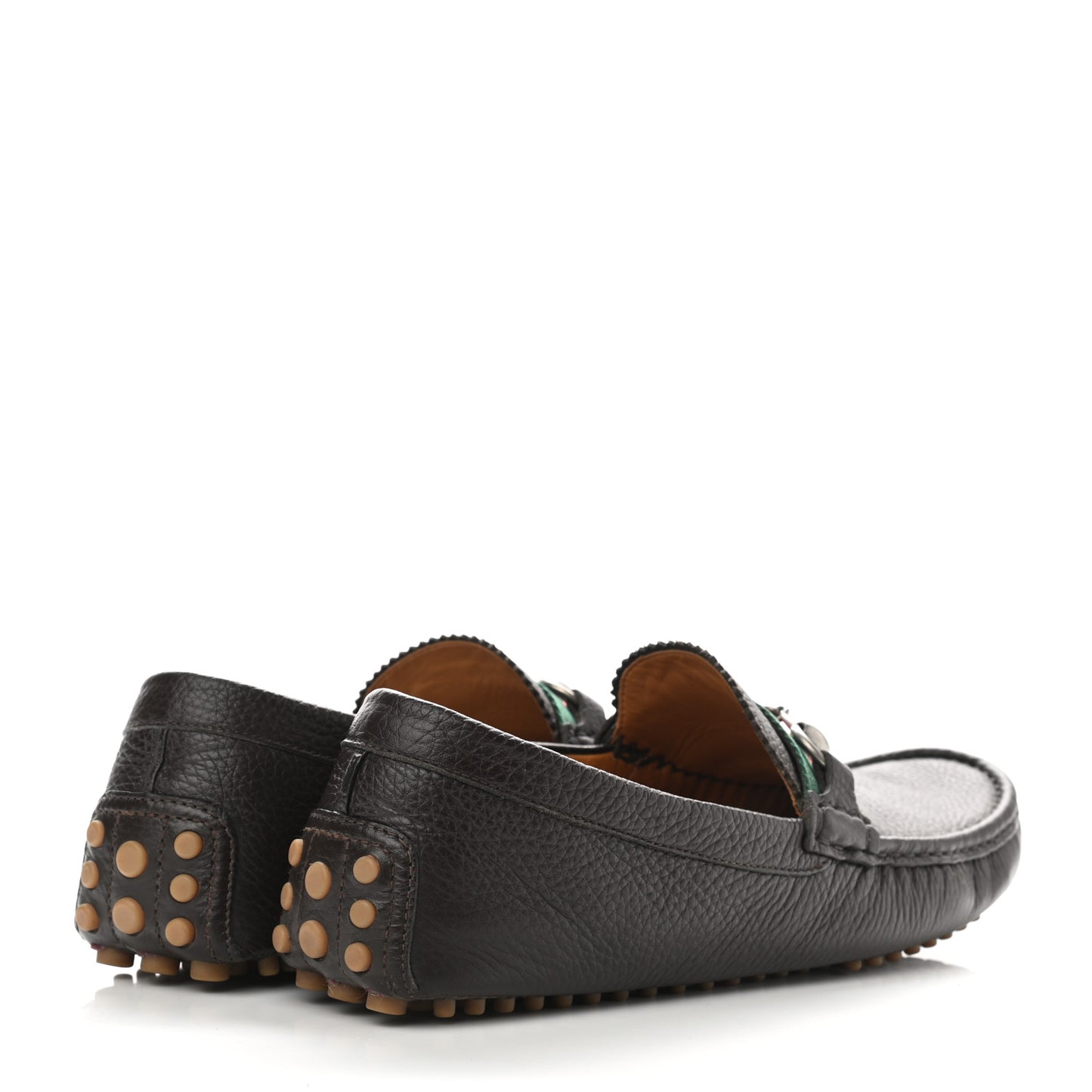 Calfskin Web Mens Horsebit Driver Loafers 8 Cocoa