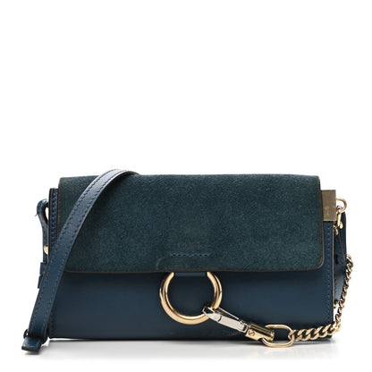 Chloe Suede Calfskin Mini Faye Shoulder Bag Majolica Blue 1 of 11