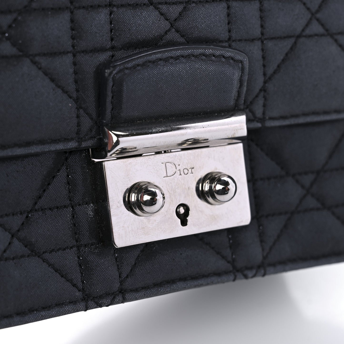 Metallic Calfskin Cannage Miss Dior Promenade Pouch Black