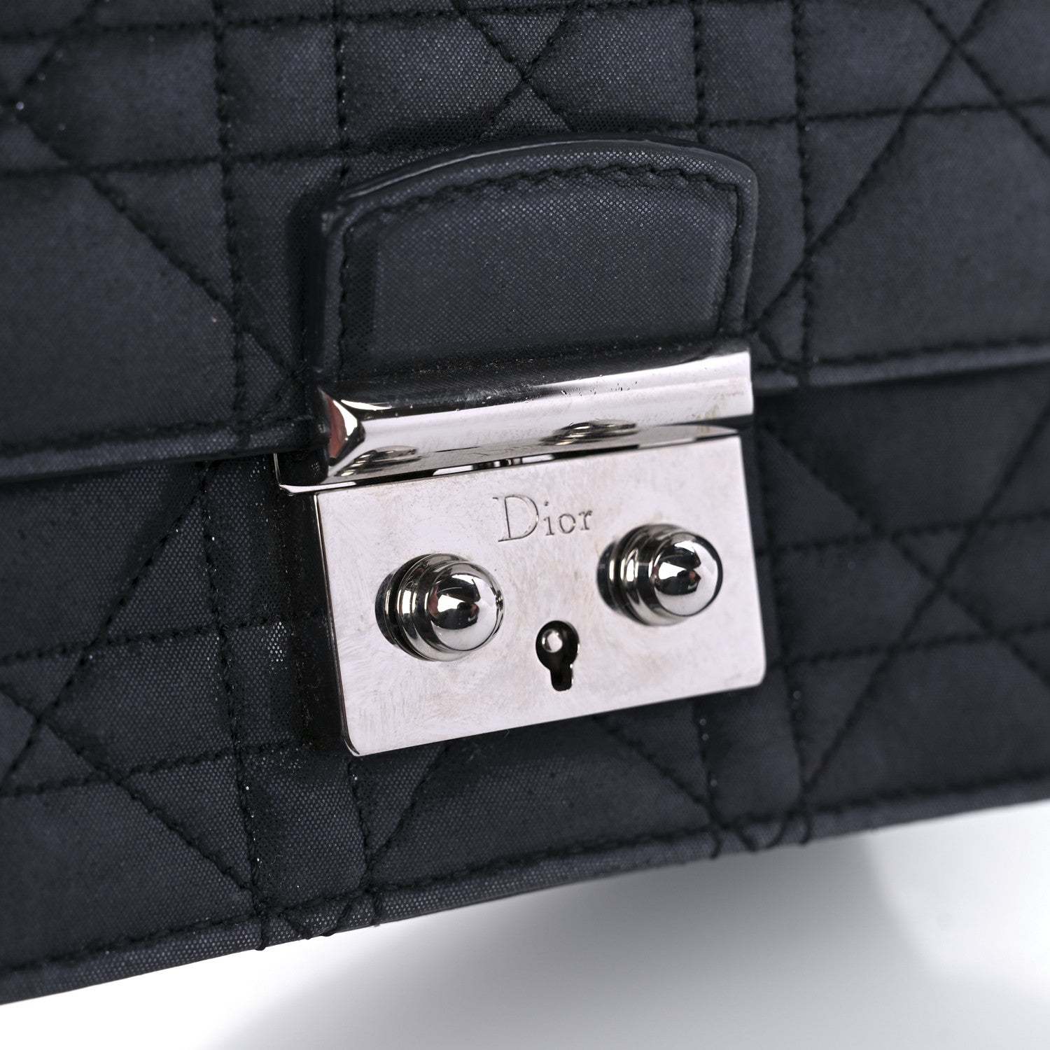 Christian Dior Metallic Calfskin Cannage Miss Dior Promenade Pouch Black 6 of 8