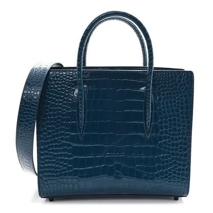 Christian Louboutin Calfskin Crocodile Embossed Studded Medium Paloma S Capitaine 1 of 9