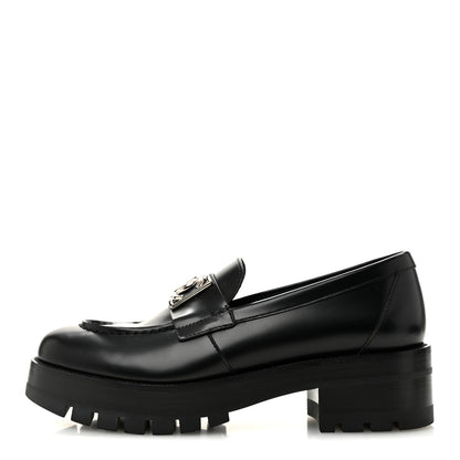 Chanel Calfskin Metal CC Loafers 38.5 Black 1 of 9