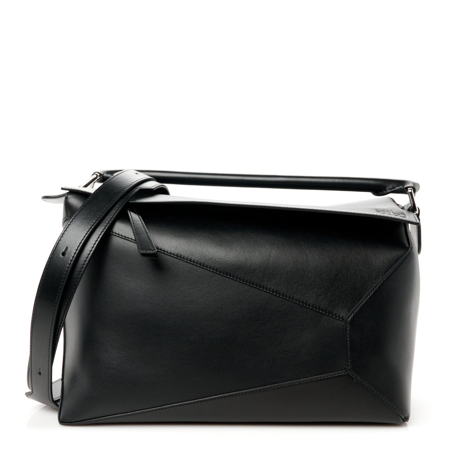 Calfskin Large Puzzle Edge Bag Black