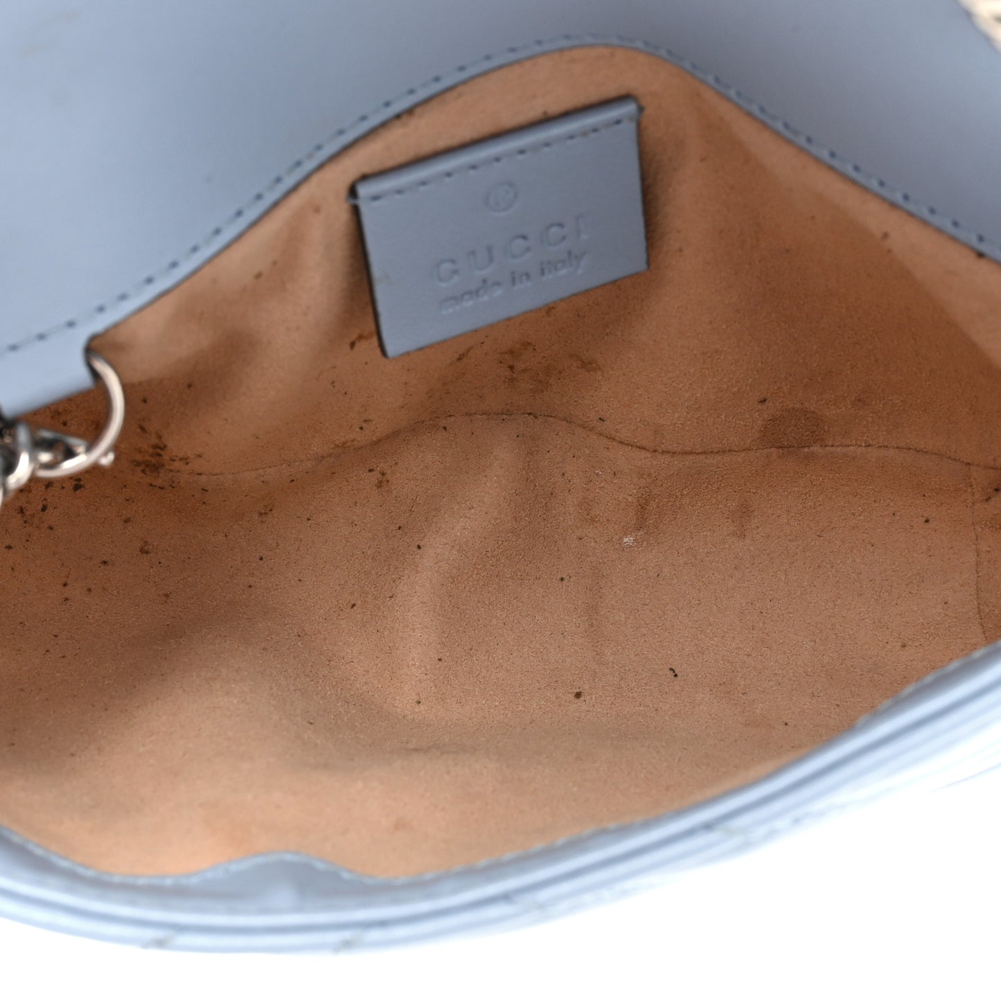 Calfskin Matelasse Super Mini GG Marmont Shoulder Bag Porcelain Light Blue