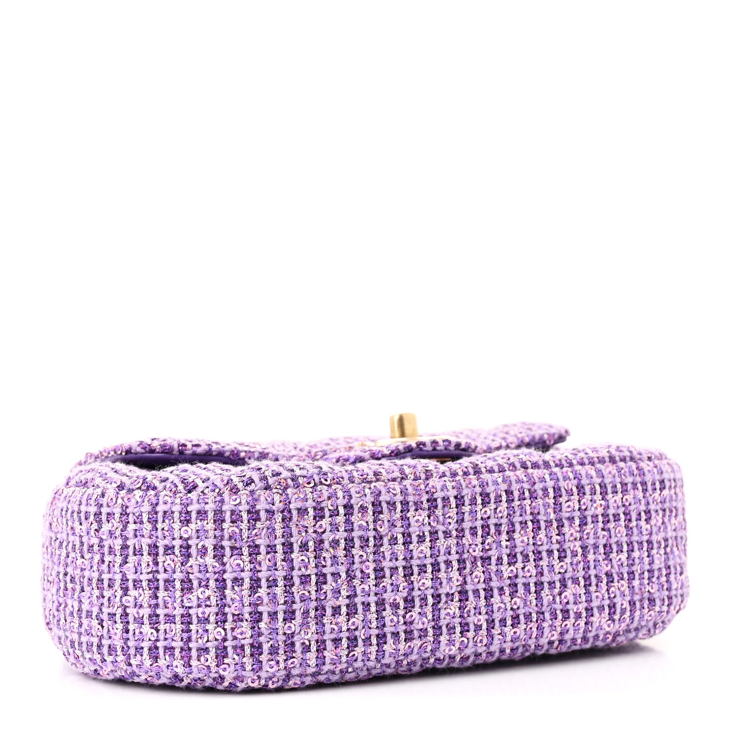 Tweed Sequin Quilted Baywatch Top Handle Flap Purple