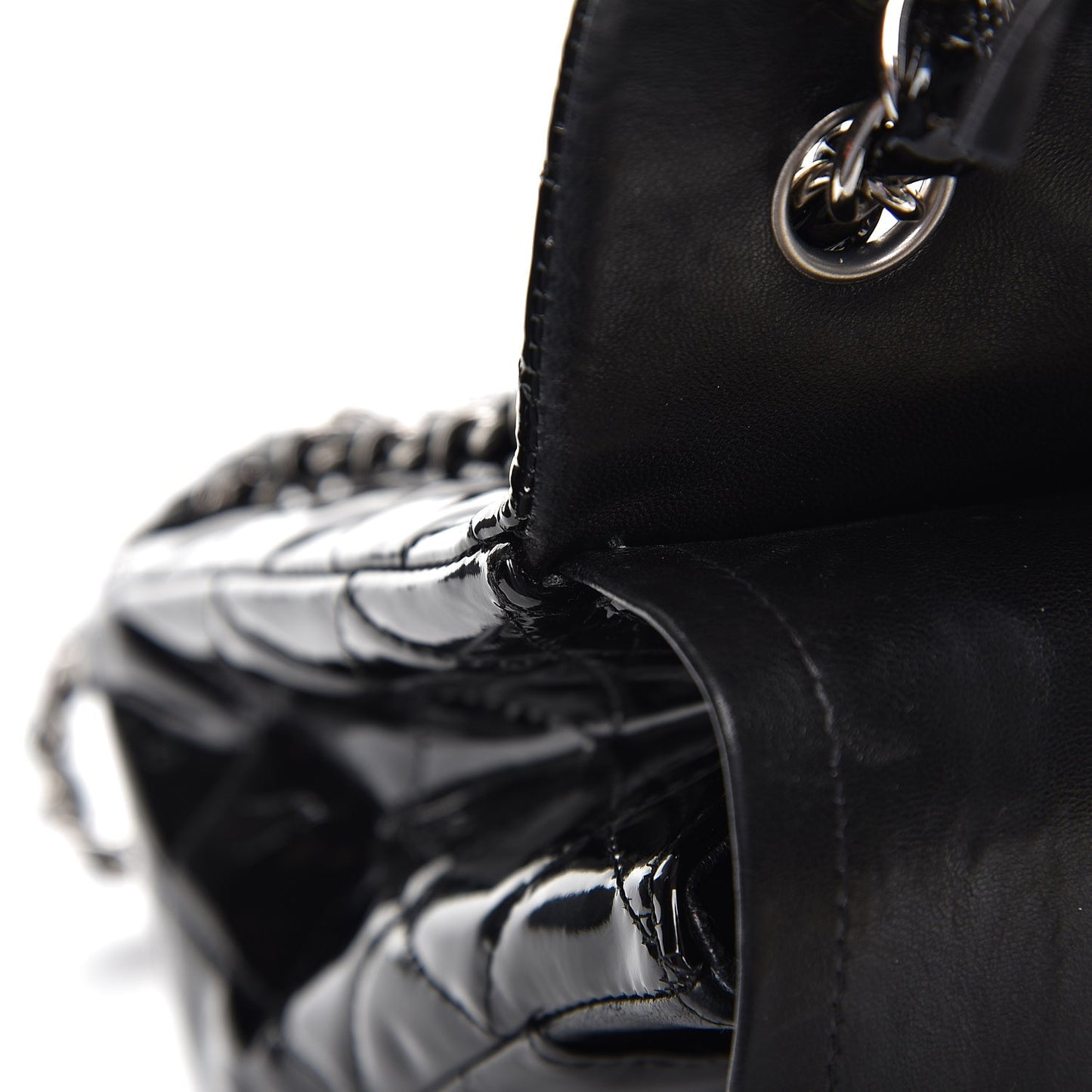 Patent Quilted Jumbo Double Flap Black