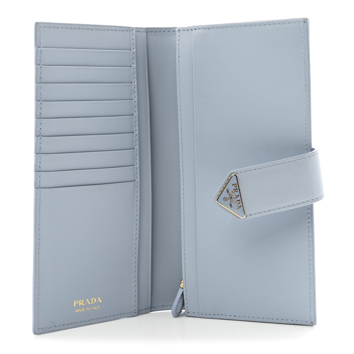 Saffiano Smooth Calfskin Large Tab Wallet Light Blue