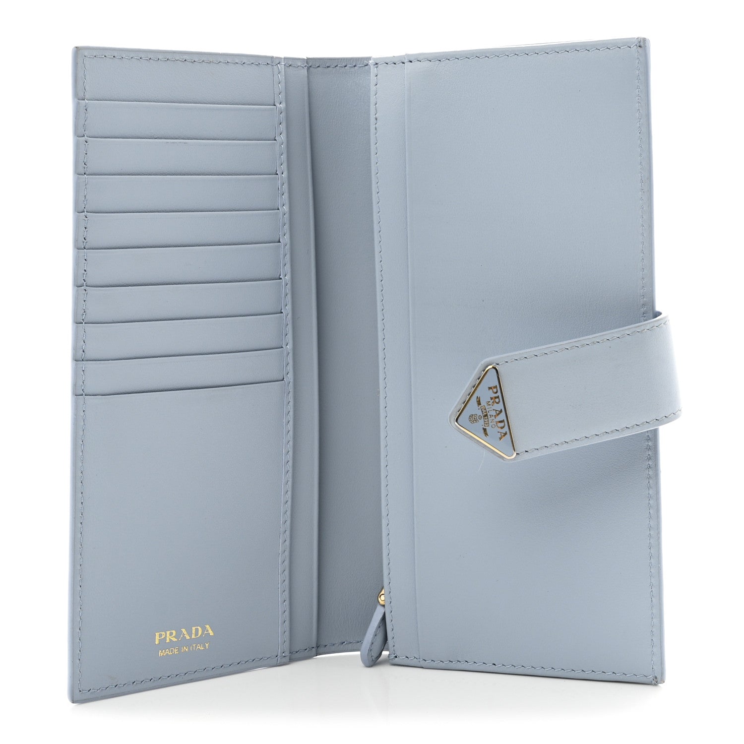 Prada Saffiano Smooth Calfskin Large Tab Wallet Light Blue 5 of 8