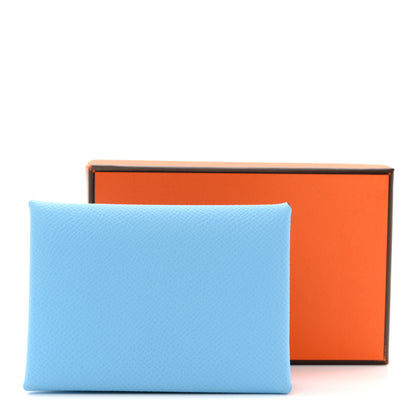 Hermes Epsom Calvi Duo Card Case Celeste 13 of 14