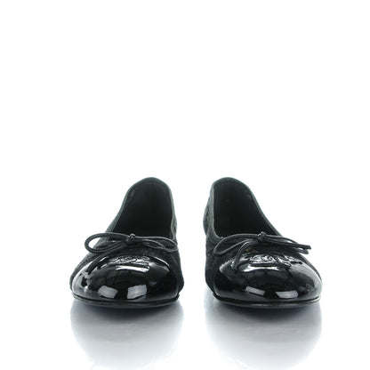 Chanel Lace Patent Calfskin Cap Toe CC Ballerina Flats 39.5 Black 2 of 8