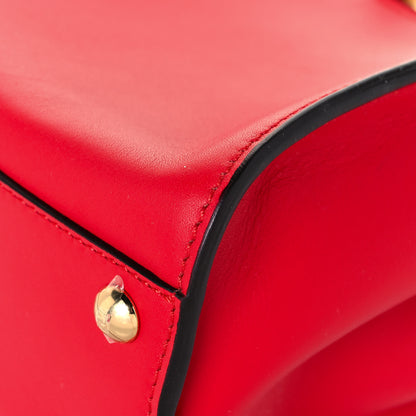 Fendi Vitello Seta Canvas FF Embroidered Mini Peekaboo Iconic Satchel Rosso Cardinale Multicolor 8 of 14