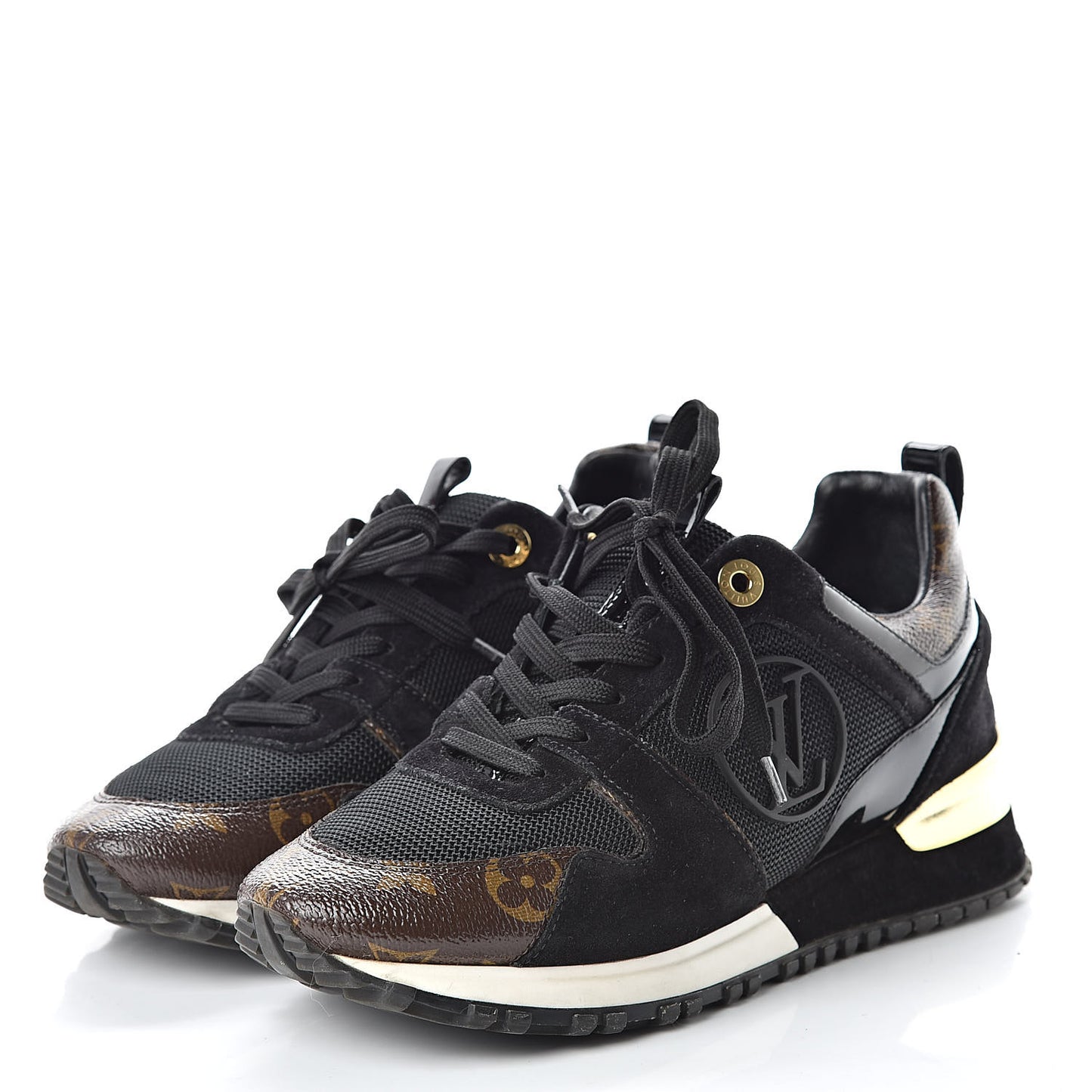 Suede Monogram Run Away Sneakers 36 Black