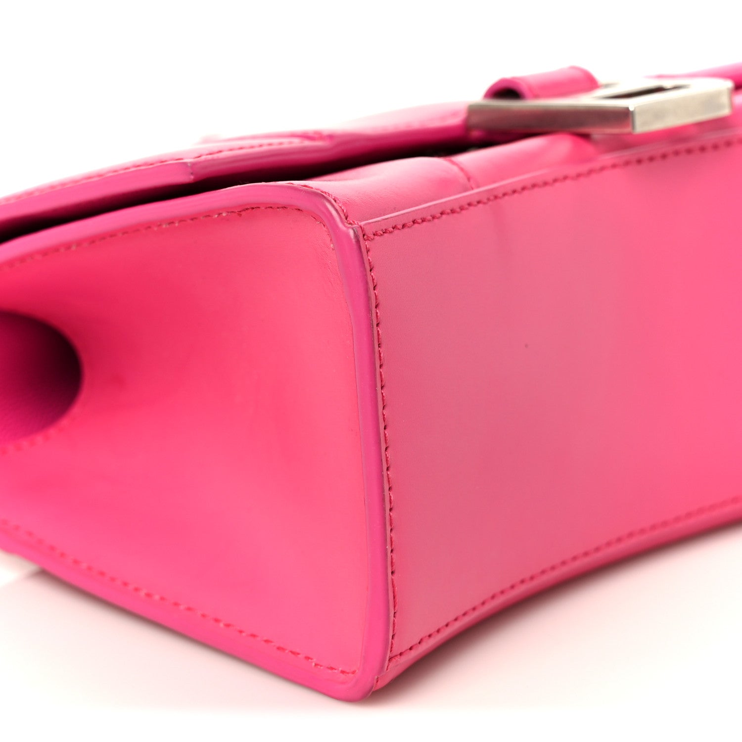 Balenciaga Shiny Box Calfskin Hourglass Top Handle Bag XS Acid Fuchsia 9 of 10