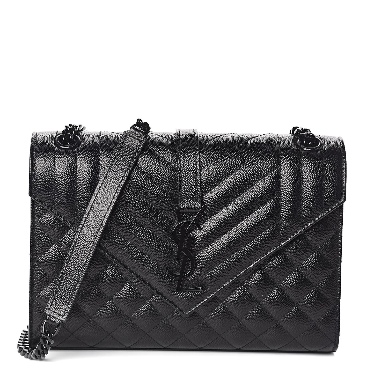 Grain De Poudre Textured Mixed Matelasse Triquilt Medium Monogram Satchel Black