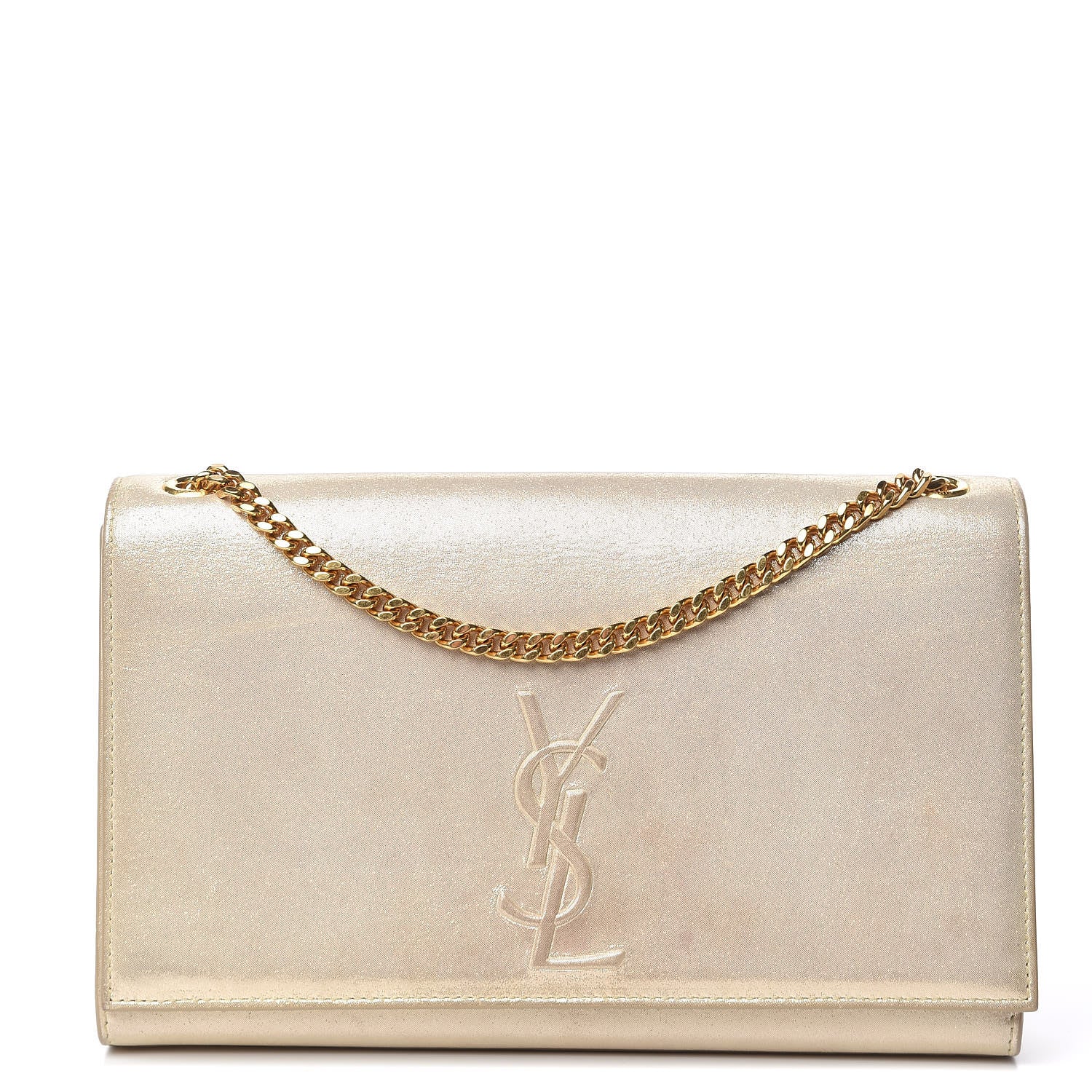 Saint Laurent Metallic Fabric Medium Monogram Kate Satchel Gold 1 of 19