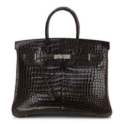 Hermes Shiny Porosus Crocodile Birkin 35 Cocoan 1 of 13