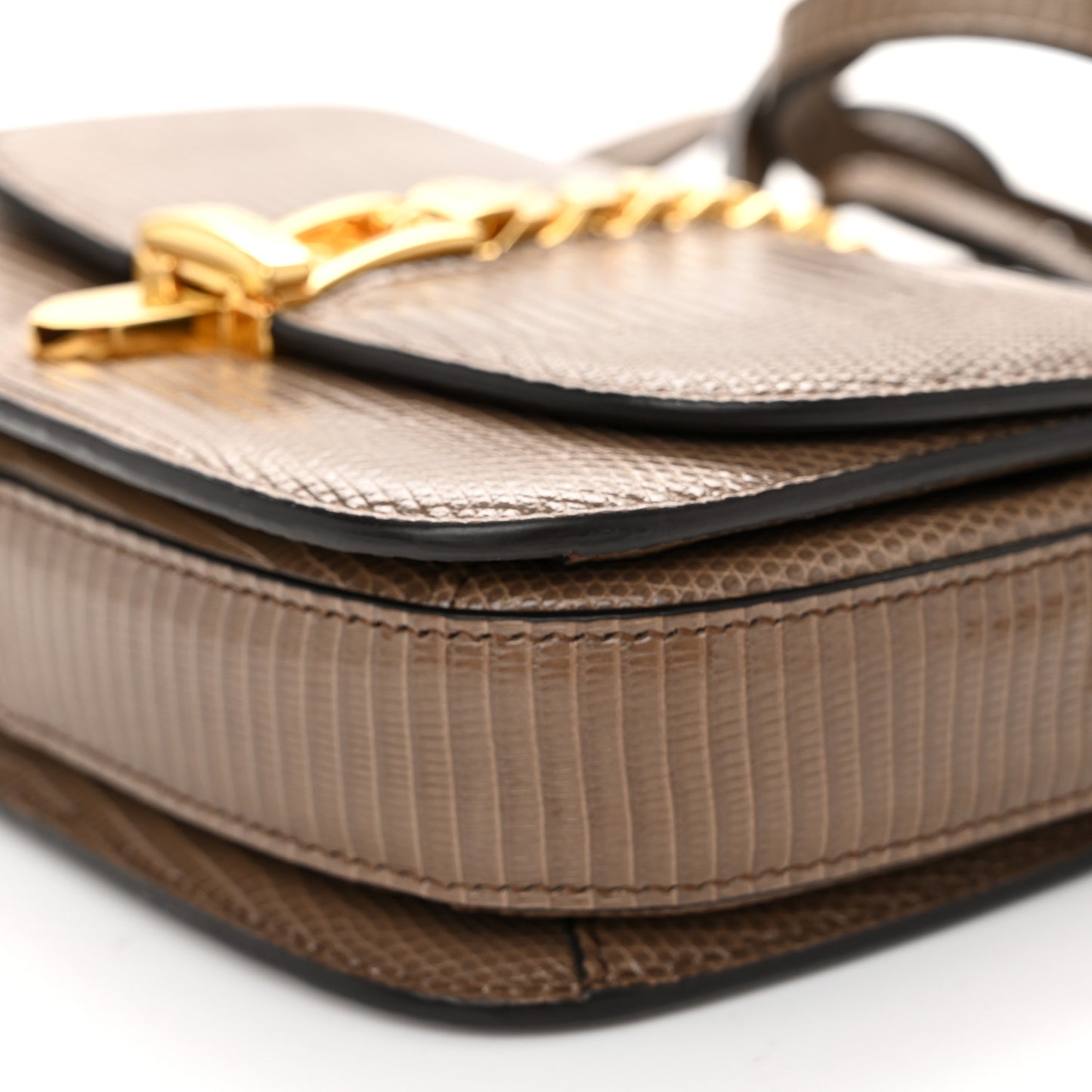 Lizard Mini Sylvie 1969 Messenger Bag Taupe