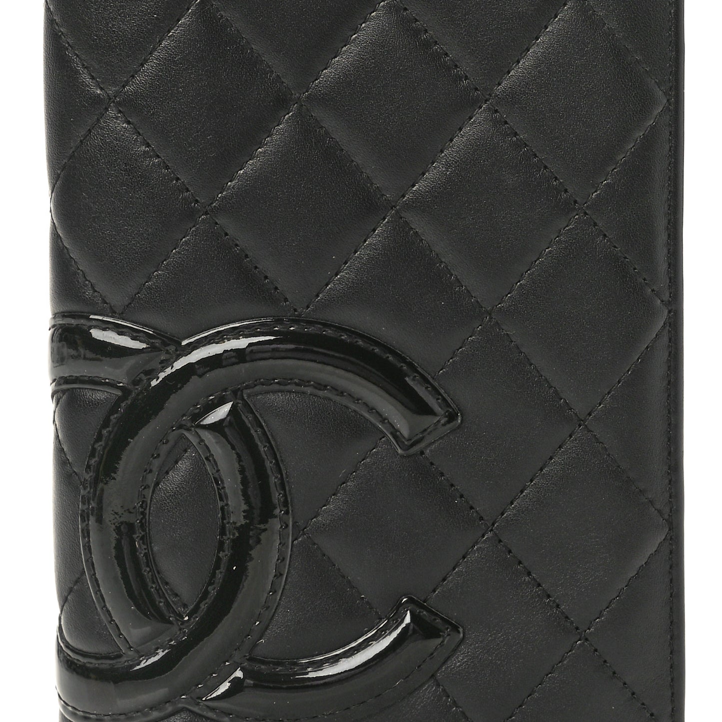 Calfskin Quilted Cambon Yen Wallet Black