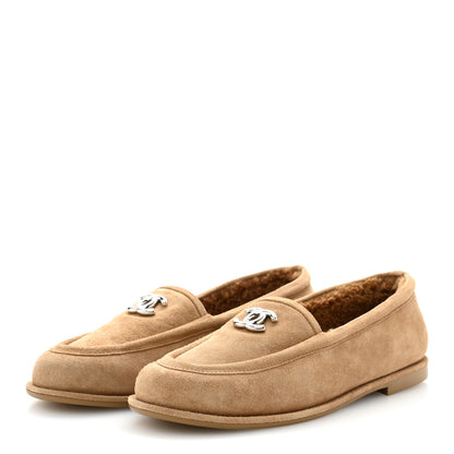 Chanel Suede Calfskin CC Loafers 40 Dark Beige 4 of 10
