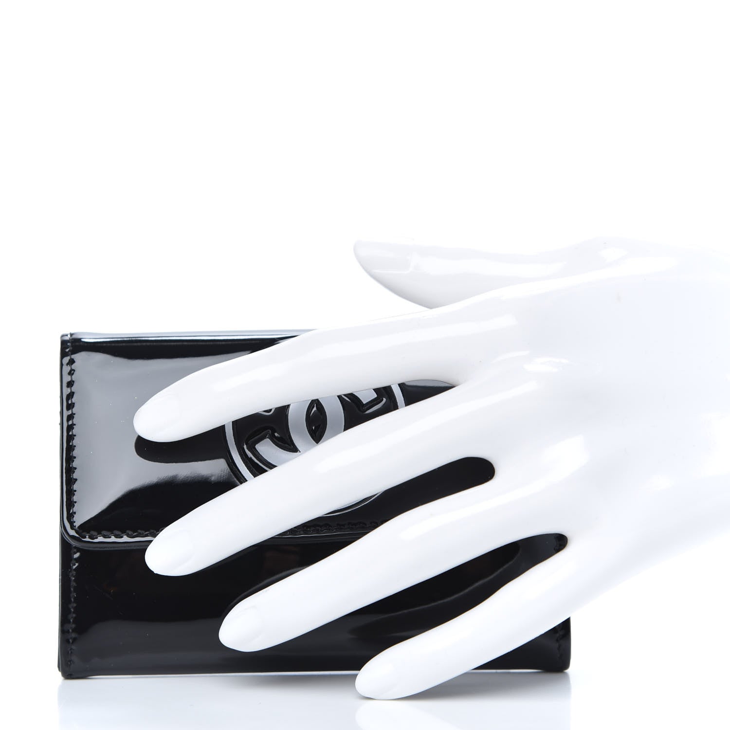 Chanel Patent CC Card Holder Black White 2 of 8