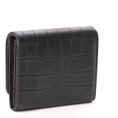 Mulberry Matte Crocodile Embossed Calfskin Small French Continental Wallet Black 3 of 7