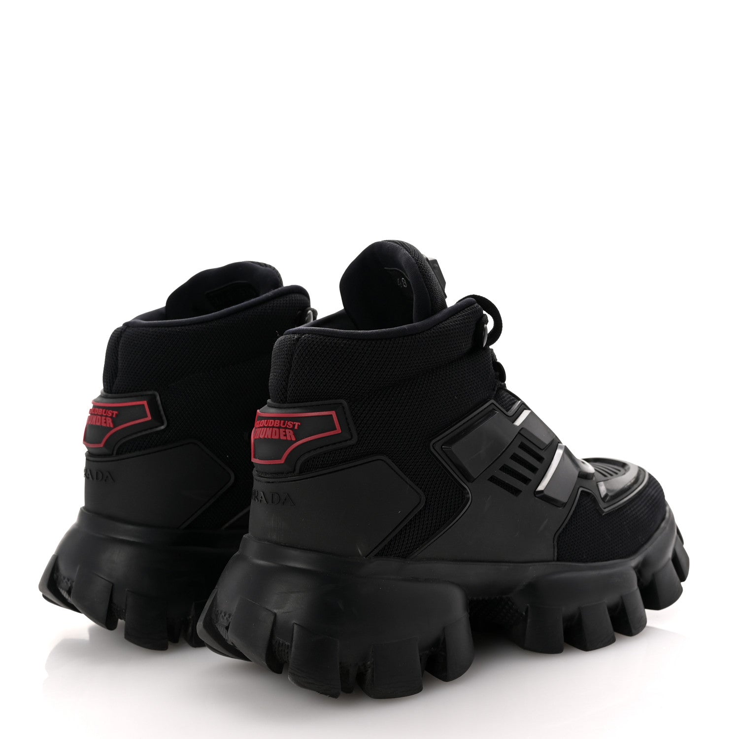 Prada Rubber Technical Knit Fabric Cloudbust Thunder High Top Sneakers 37.5 Black 5 of 11