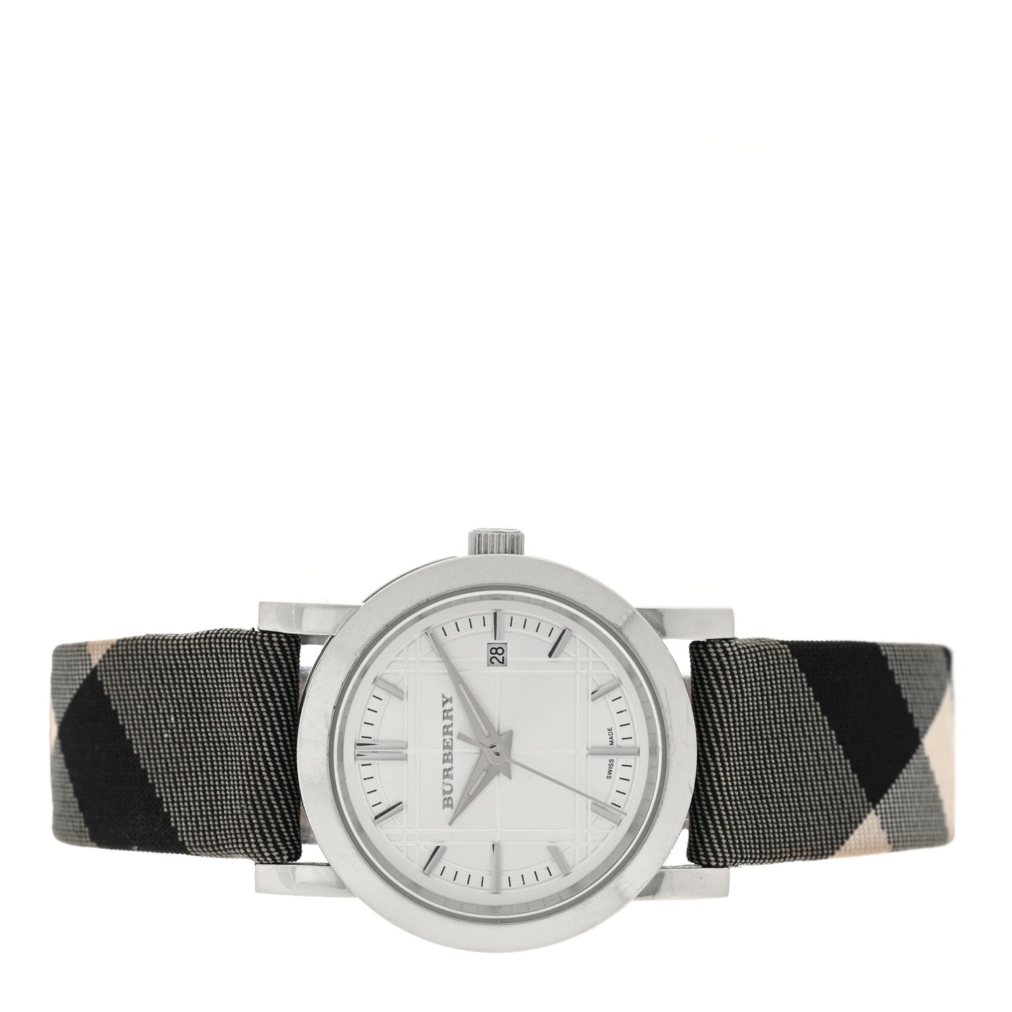 Stainless Steel Calfskin 28mm Heritage Nova Check Quartz Watch BU1386