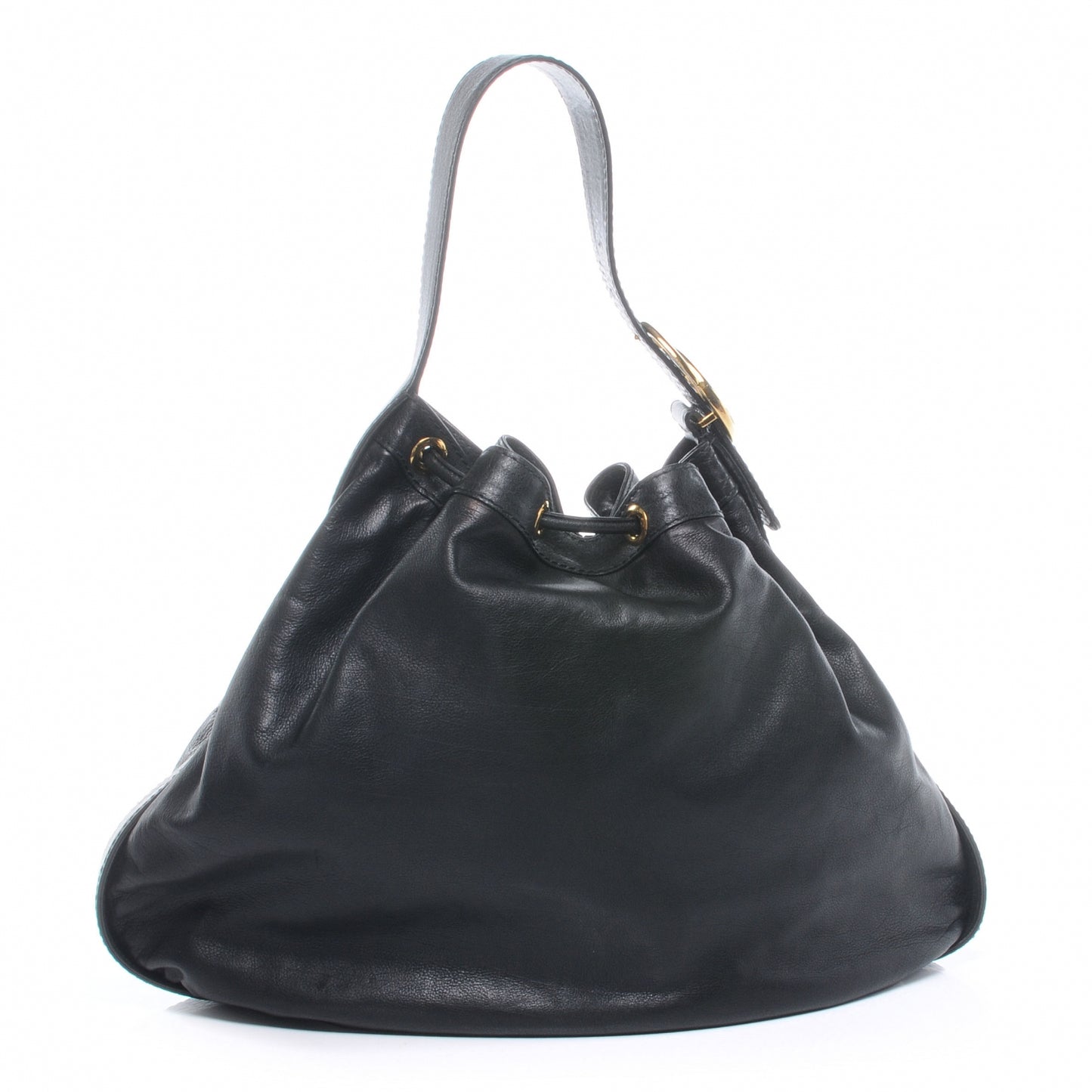 Pebbled Calfskin Medium Interlocking Icon Shoulder Bag Black