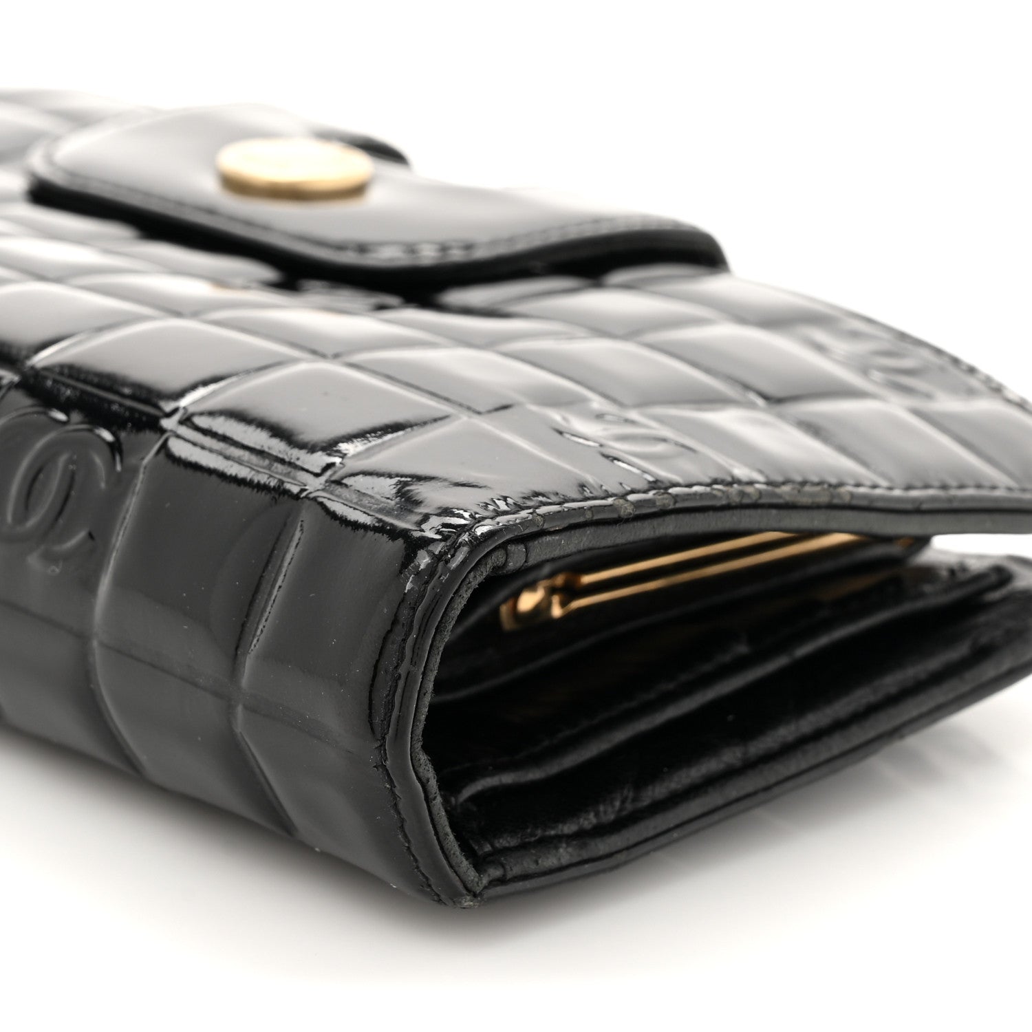 Chanel Patent Chocolate Bar Wristlet Wallet Black 13 of 16