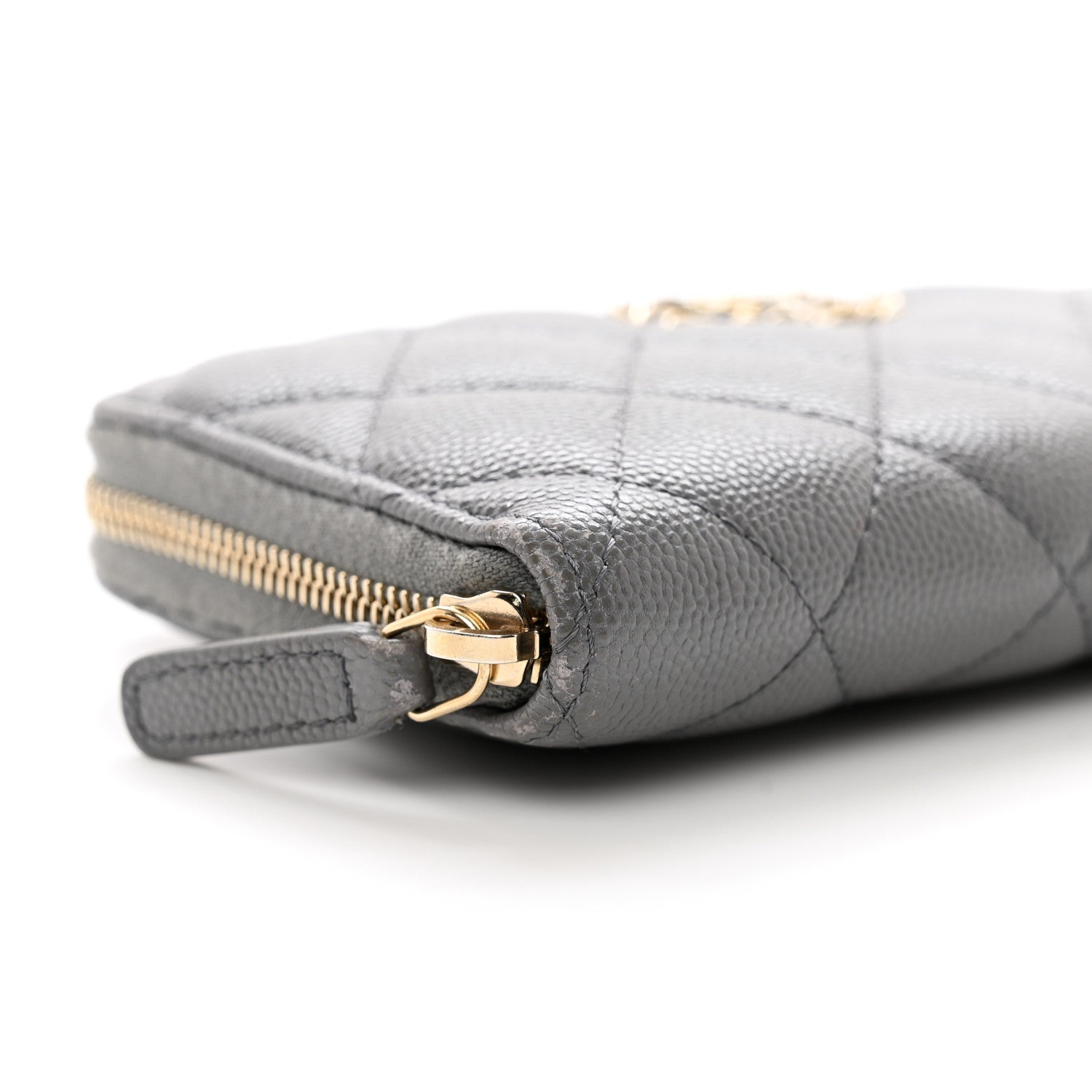 Chanel Caviar Quilted Small French New Wave Zip Around Wallet Grey 9 of 10