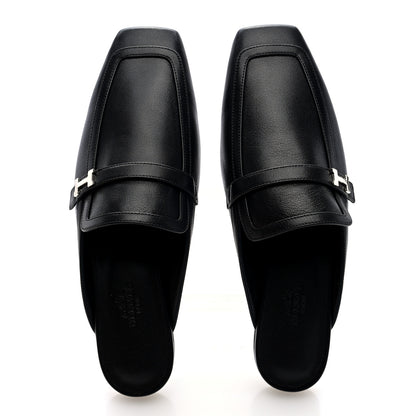 Hermes Goatskin Groupie Mules 38 Black 5 of 10