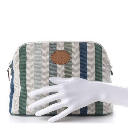 Hermes Cotton Stripe Bolide Travel Cosmetic Pouch MM 2 of 10