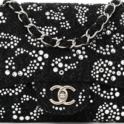 Chanel Tweed Swarovski Crystal Leopard Jumbo Flap  Black 8 of 10