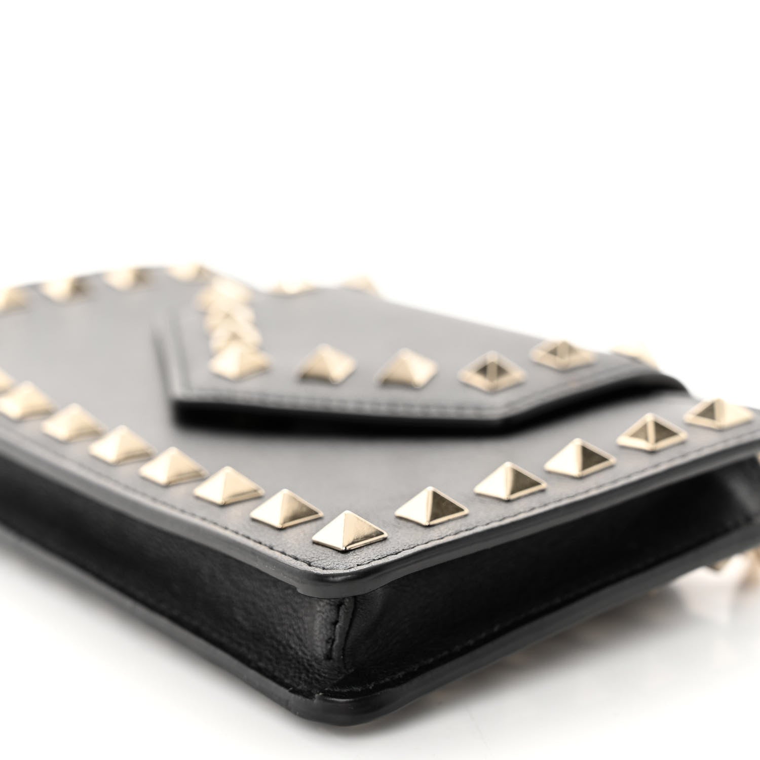 Valentino Garavani Calfskin Rockstud Phone Case With Chain Black 9 of 9