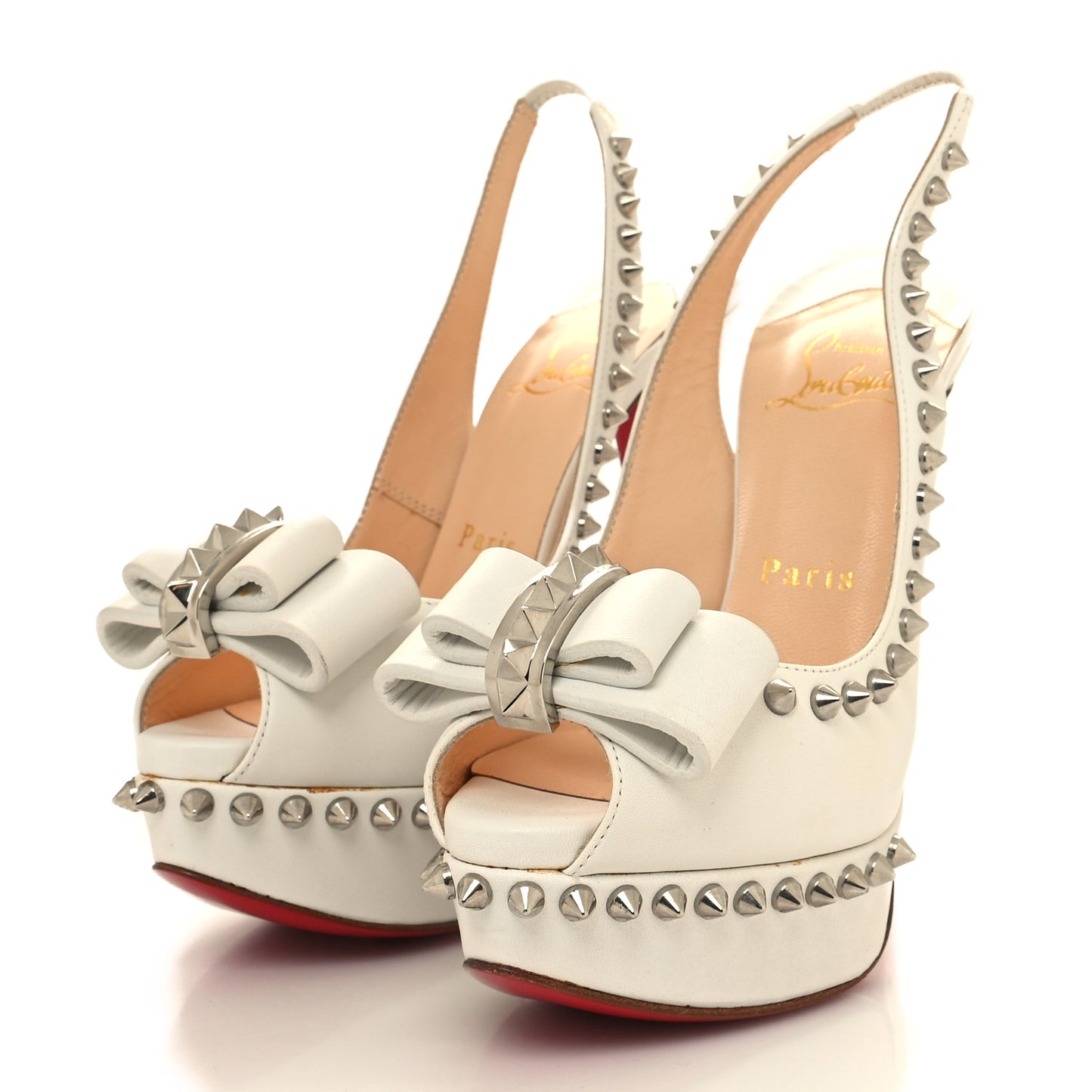 Calfskin Lady Clou Spikes VIP 150 Pumps 35 White